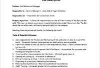 14 Restaurant Manager Job Description Templates Word Throughout Quality Restaurant Managers Log Template