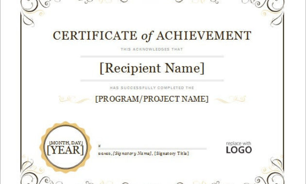 15 Certificate Of Achievement Templates Ms Word Excel With Regard To Netball Achievement Certificate Template