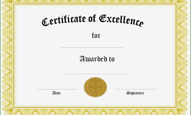 15 Exquisite Certificate Of Excellence Template 2020 Inside Free Certificate Of Excellence Template