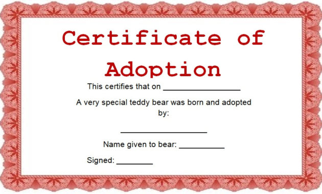 15 Free Printable Real Fake Adoption Certificate Templates Regarding Quality Child Adoption Certificate Template