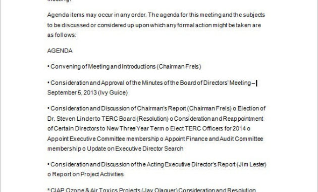 16 Notice Of Meeting Templates Google Docs Ms Word With Free Corporate Board Of Directors Meeting Agenda Template