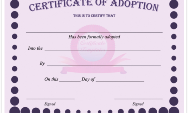 17 Adoption Certificate Templates Free Pdf Word Design Pertaining To Child Adoption Certificate Template