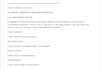 17 Board Of Directors Meeting Minutes Templates Free Doc Within Free Corporate Board Of Directors Meeting Agenda Template