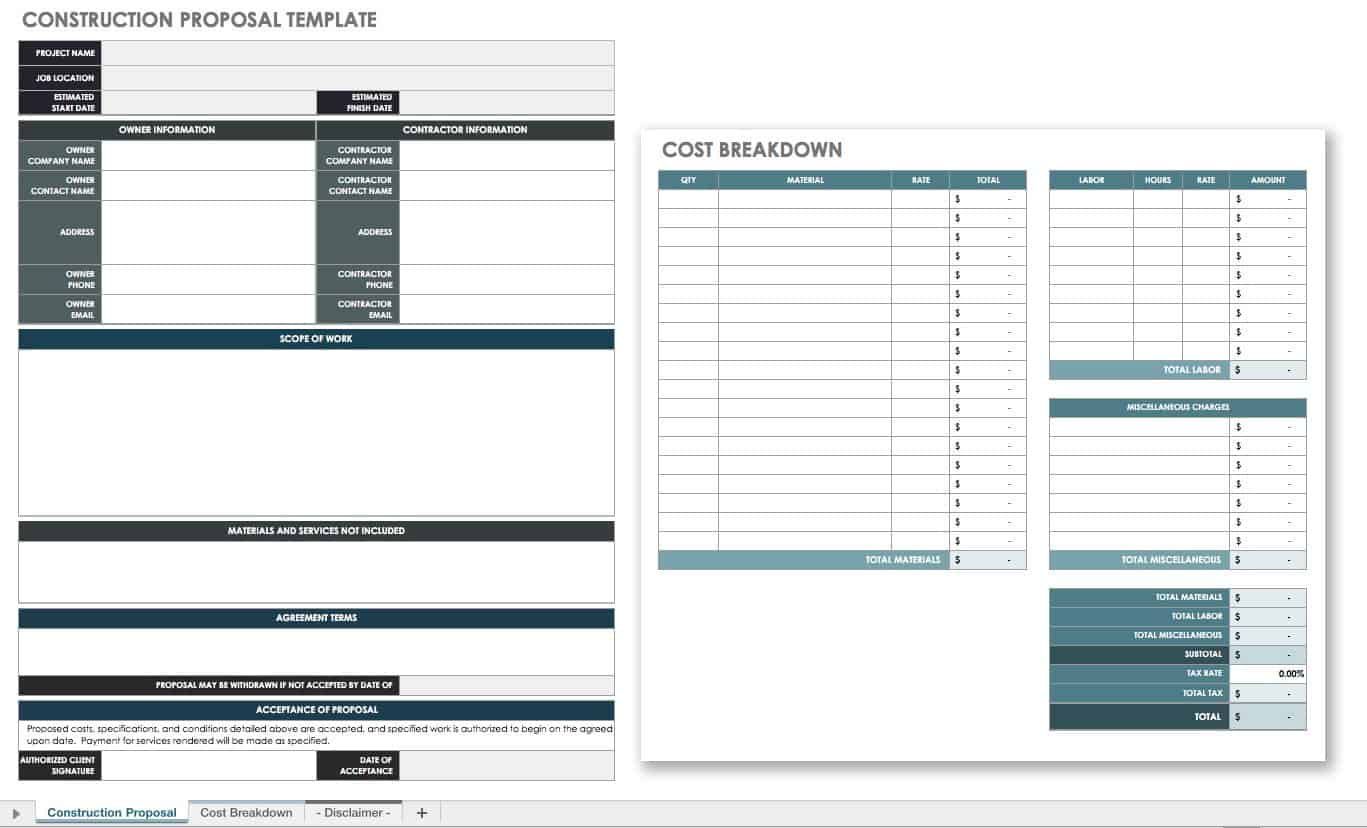 17 Free Project Proposal Templates Tips Smartsheet Regarding Free Construction Business Plan Template