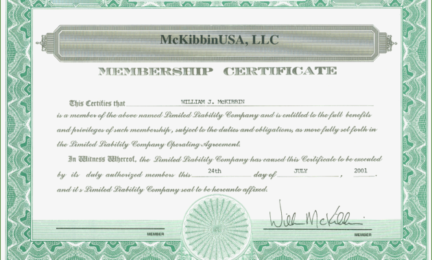 17 Great Llc Member Certificate Template For 2020 2020 In Llc Membership Certificate Template