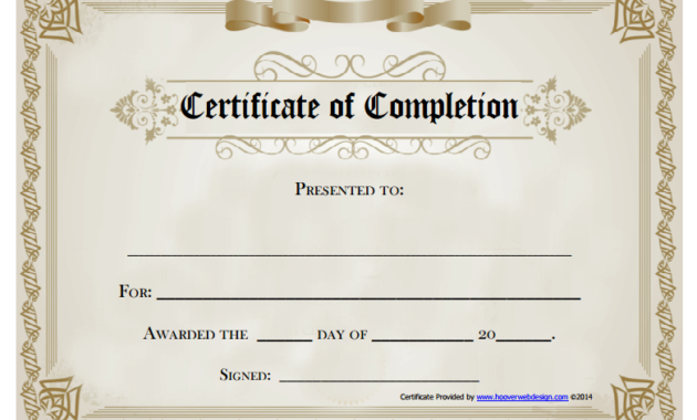 18 Free Certificate Of Completion Templates Utemplates With Best Blank Certificate Templates Free Download