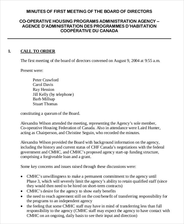 19 Board Meeting Minutes Examples Word Apple Pages Regarding Hoa Meeting Agenda Template