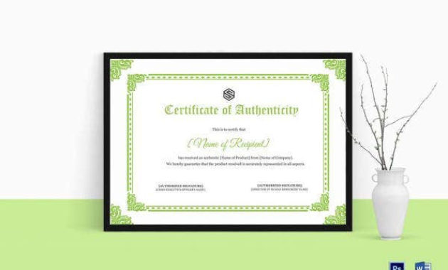 19 Certificate Of Authenticity Templates In Ai Indesign Intended For Certificate Of Authenticity Photography Template