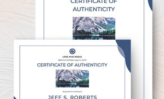 19 Certificate Of Authenticity Templates In Ai Indesign With Certificate Of Authenticity Template
