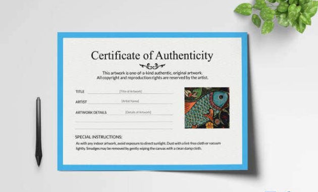 19 Certificate Of Authenticity Templates In Ai Indesign With Regard To Authenticity Certificate Templates Free