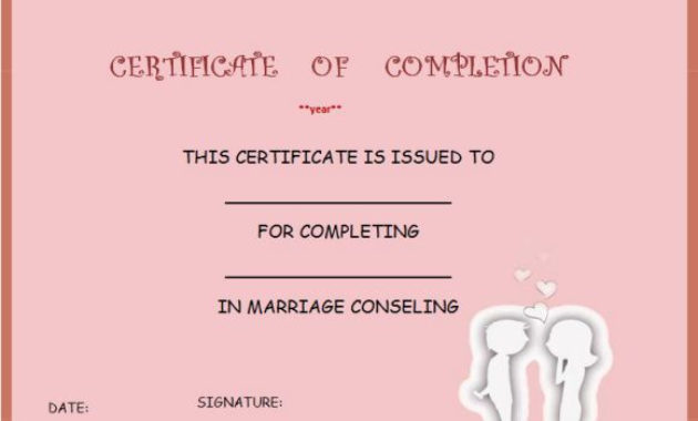 19 Fresh Premarital Counseling Certificate Within Marriage Counseling Certificate Template