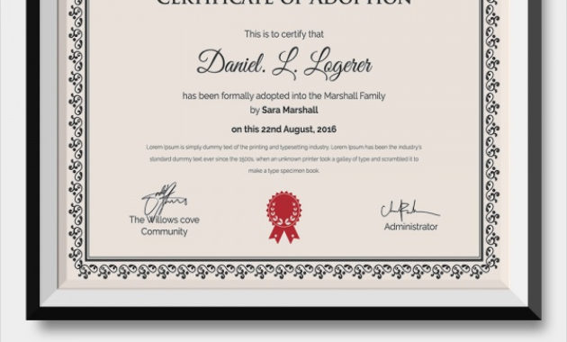 19 Sample Adoption Certificates Sample Templates With Regard To Child Adoption Certificate Template
