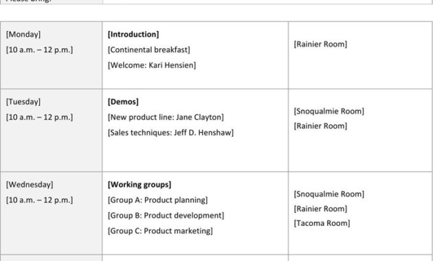 2 Weekly Agenda Template Free Download With Regard To Weekly Meeting Agenda Template