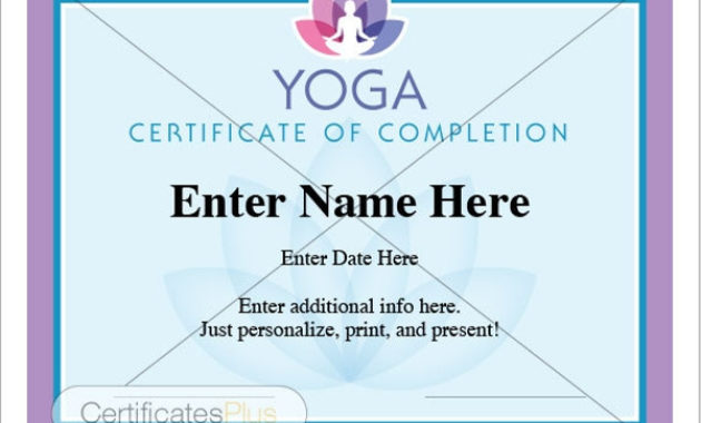 20 Certificates Of Completion Word Psd Ai Indesign Intended For Yoga Gift Certificate Template Free