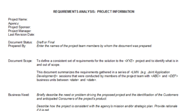 20 Free Requirements Analysis Templates Examples Word In Project Business Requirements Document Template