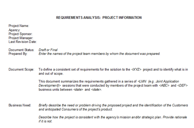 20 Free Requirements Analysis Templates Examples Word In Project Business Requirements Document Template