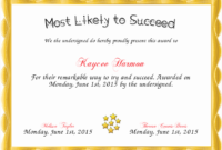 20 Most Likely To Certificate ™ Dannybarrantes Template With Awesome Most Likely To Certificate Template Free
