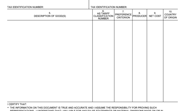 2011 Form Cbp 434 Fill Online Printable Fillable Blank For Best Nafta Certificate Template