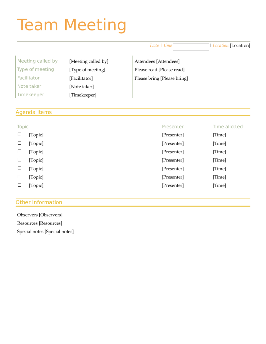2020 Meeting Agenda Template Fillable Printable Pdf Inside Free Sample Agenda Template For Meetings