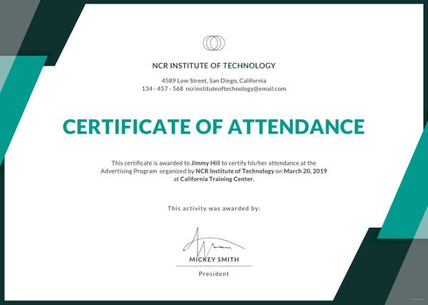 21 Attendance Certificate Templates Doc Pdf Psd Pertaining To Best Attendance Certificate Template Word