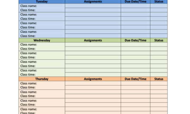 22 Homework Planner Templates Schedules Excel Pdf Formats For Amazing Homework Agenda Template