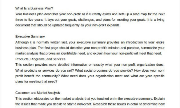 22 Non Profit Business Plan Templates Pdf Doc Free For Non Profit Business Plan Template Free Download