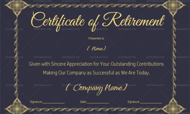 22 Retirement Certificate Templates In Word And Pdf With Best Retirement Certificate Template