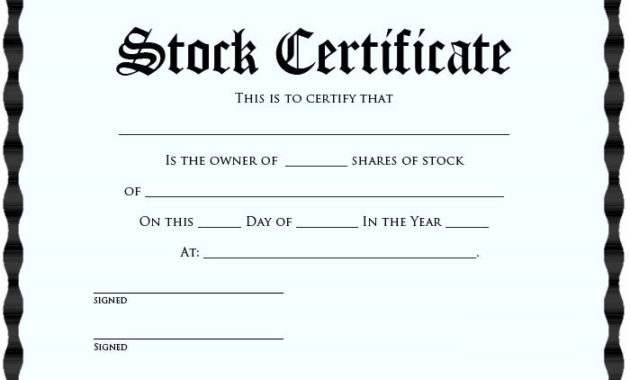 22 Stock Certificate Templates Word Psd Ai Publisher Regarding Quality Template For Share Certificate