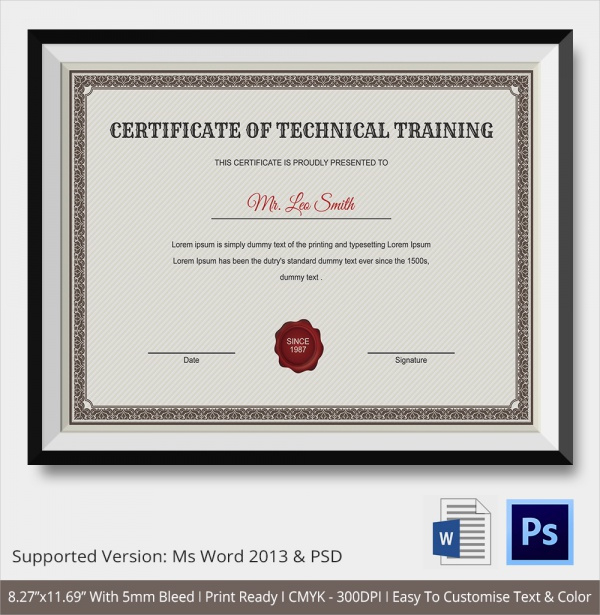 23 Training Certificate Templates Samples Examples Intended For Printable Robotics Certificate Template