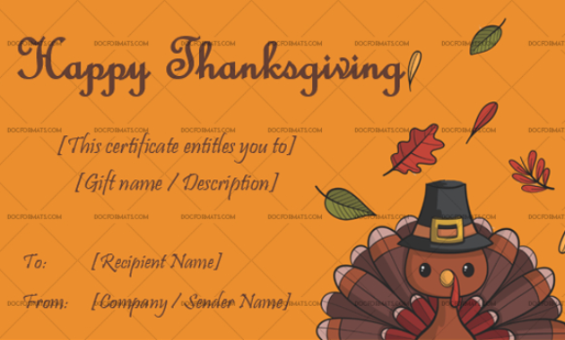 24 Thanksgiving Gift Certificate Templates Customizable Intended For Thanksgiving Gift Certificate Template Free