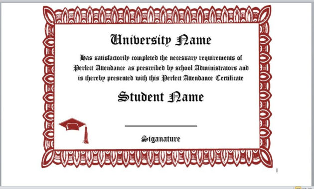 26 Free Perfect Attendance Certificate Templates Throughout Perfect Attendance Certificate Free Template