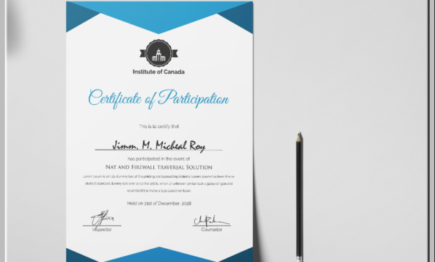 28 Certificate Of Participation Designs Templates Psd Within Certificate Of Participation Template Doc