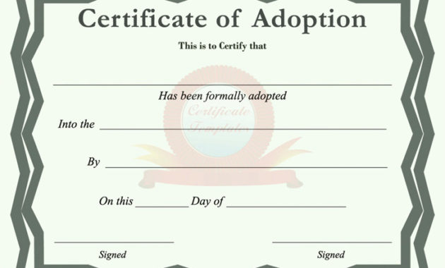 3 Adoption Certificate Free Download In Child Adoption Certificate Template Editable