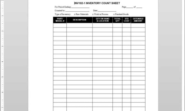 3 Excel Inventory Count Sheet Templates Excel Xlts Within Inventory Control Log Template