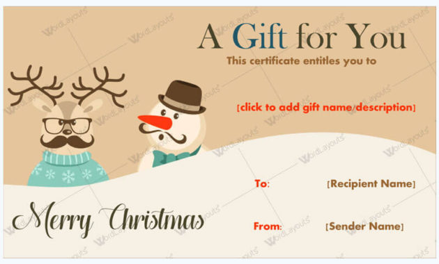 30 Christmas Gift Certificate Templates Best Designs Word In Printable Free Christmas Gift Certificate Templates