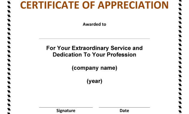 30 Free Certificate Of Appreciation Templates And Letters With Amazing Certificate Of Appreciation Template Free Printable