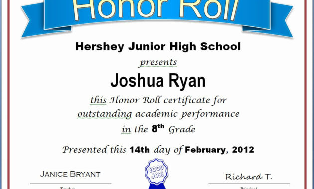 30 Free Honor Roll Certificate Pryncepality Pertaining Pertaining To Free Honor Roll Certificate Template