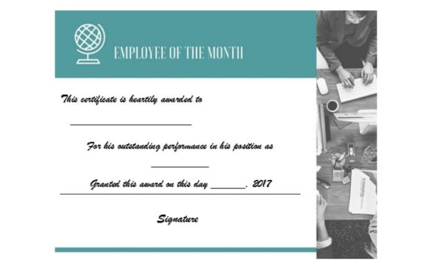 30 Printable Employee Of The Month Certificates Inside Employee Of The Month Certificate Template