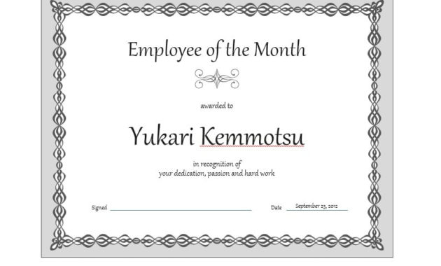 30 Printable Employee Of The Month Certificates Regarding Best Employee Of The Month Certificate Template With Picture