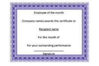 30 Printable Employee Of The Month Certificates Within Quality Employee Of The Month Certificate Templates