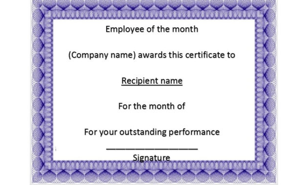 30 Printable Employee Of The Month Certificates Within Quality Employee Of The Month Certificate Templates