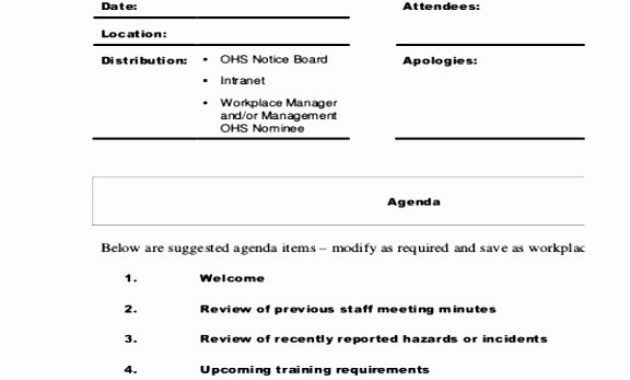 30 Weekly Staff Meeting Agenda Example Document Template Pertaining To Weekly Staff Meeting Agenda Template