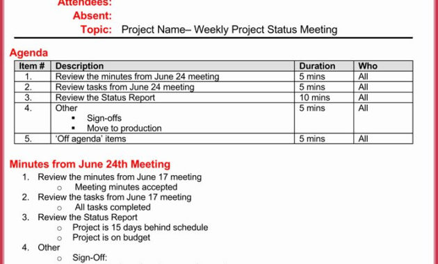 30 Weekly Staff Meeting Agenda Example Document Template Within Best Weekly Staff Meeting Agenda Template