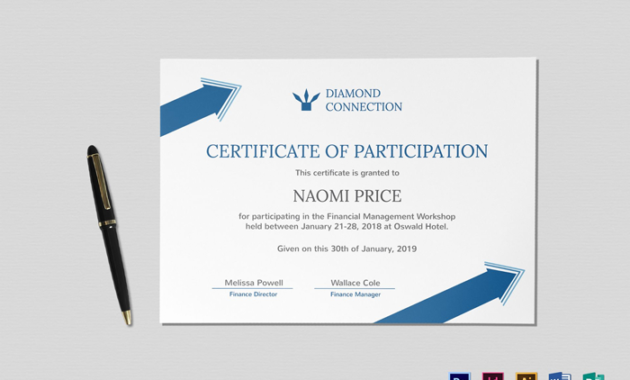 300 Best Certificate Templates 2020 Within Printable Certificate Of Participation Template Doc 10 Ideas
