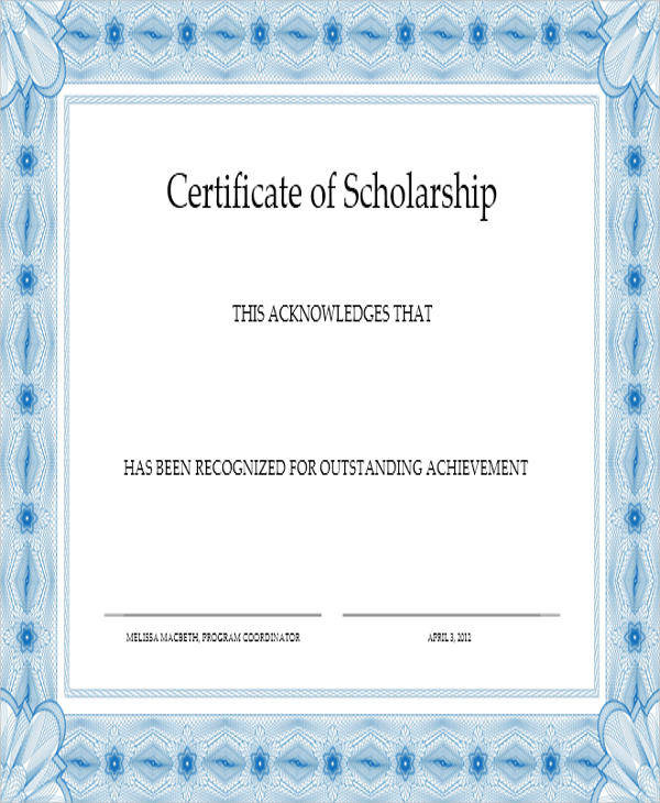 31 Award Certificates In Word Format In Best 10 Scholarship Award Certificate Editable Templates
