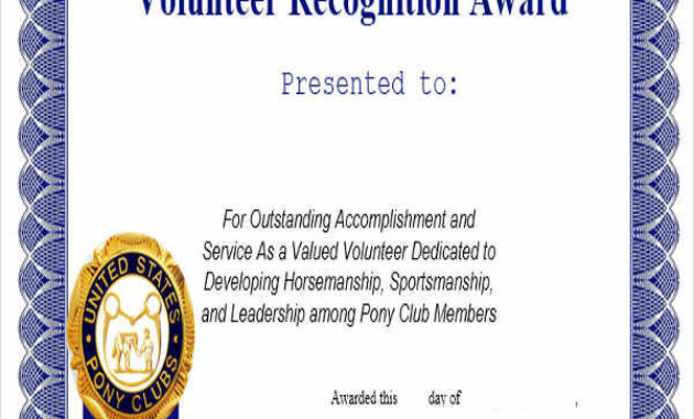 31 Award Certificates In Word Format With Printable Volunteer Certificate Template
