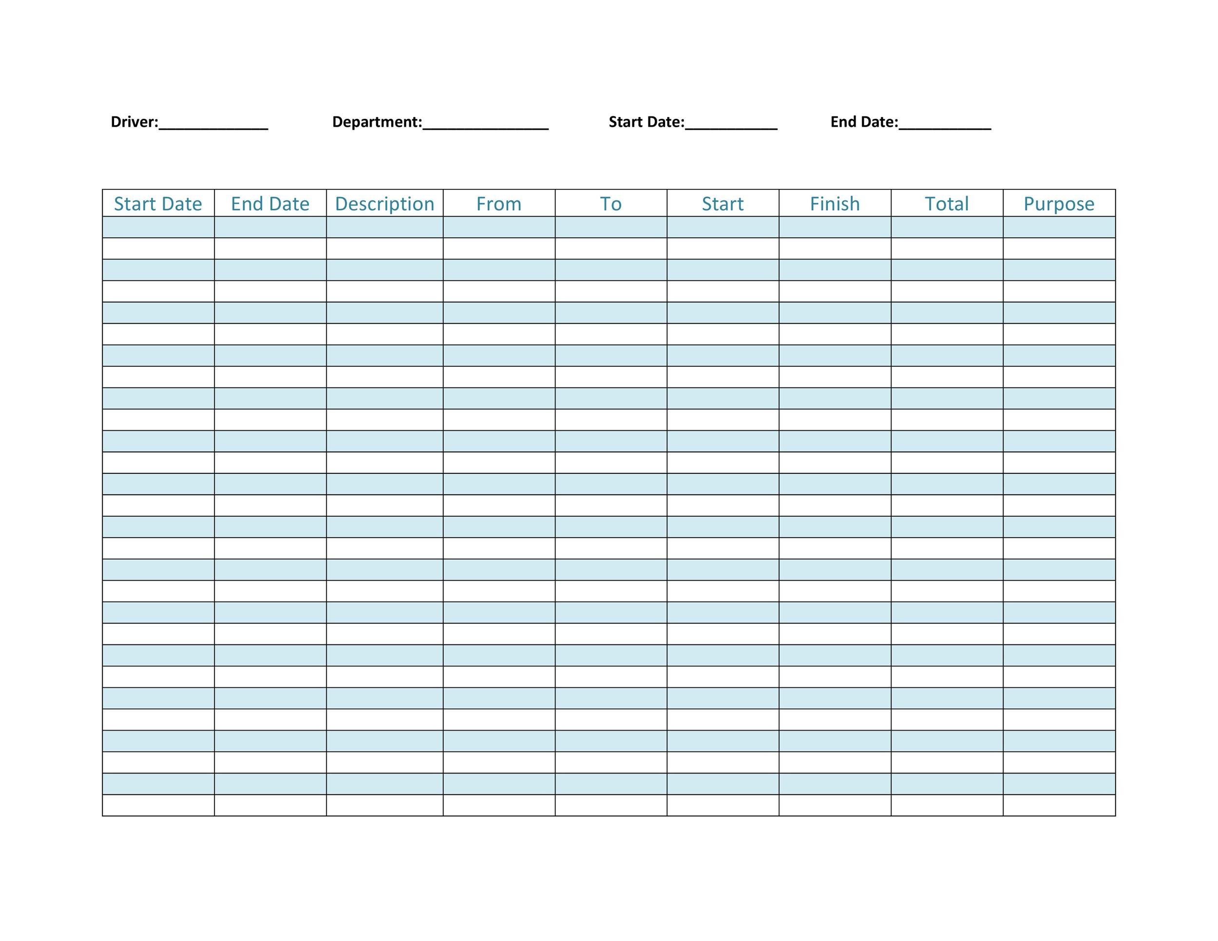 31 Printable Mileage Log Templates Free ᐅ Templatelab Regarding Free Vehicle Mileage Log Template