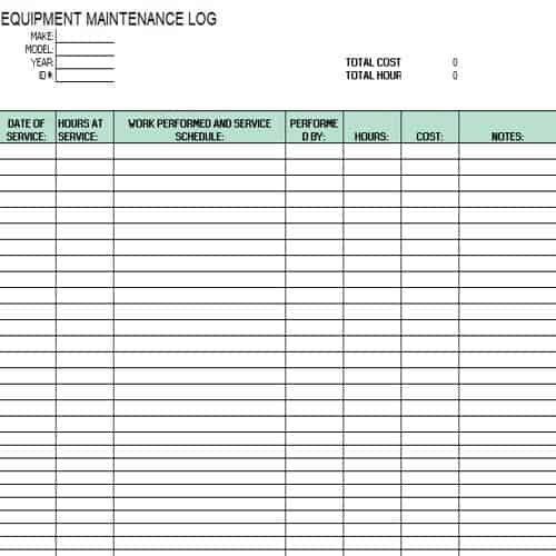 33 Editable Equipment Maintenance Log Templates Besty Throughout Amazing Tractor Maintenance Log Template