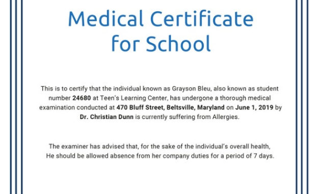 33 Free Medical Certificate Templates Pdf Word Free Pertaining To Australian Doctors Certificate Template