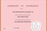 35 Free Premarital Counseling Certificate Of Completion Pertaining To Free Premarital Counseling Certificate Of Completion Template